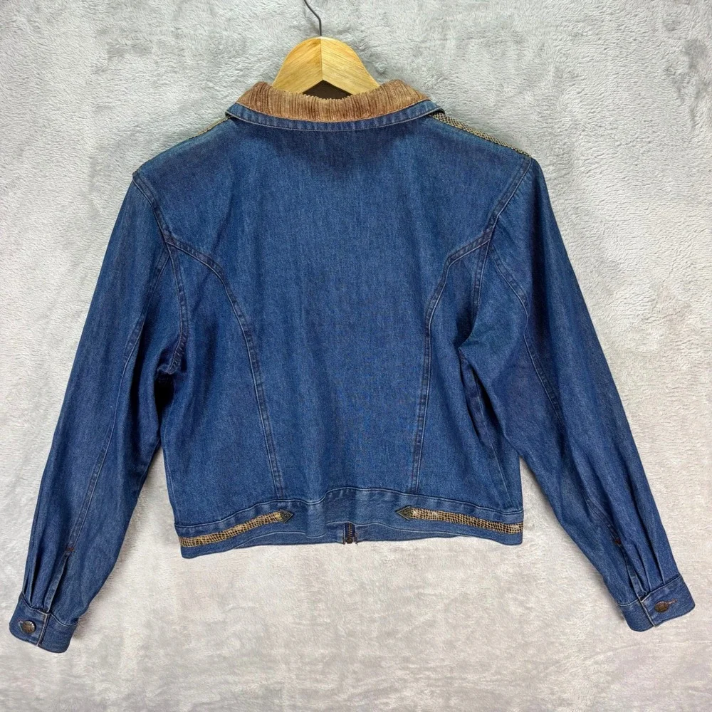 Vtg Nancy Bolen City Girl Womens Denim Western Jacket Blue Corduroy Trim Size 10